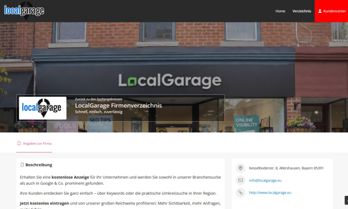 Register your company for free – Fast, simple, reliable by LocalGarage GbR