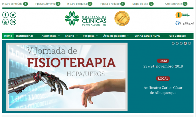 Portal of the Hospital of Clinics of Porto Alegre - HCPA by Coordination of Management of Information and Communication Technology of the Hospital of Clinics of Porto Alegre